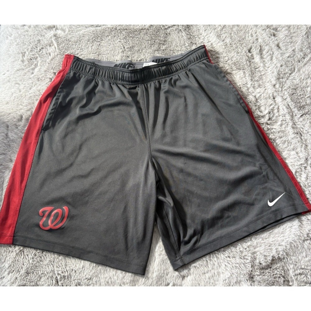 Nike workout shorts size L washington nationals elastic waist drawstring